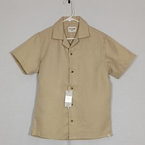 NWT Hudson & Barrow Wovens Linen Short Sleeve Button Down Mens Size Medium